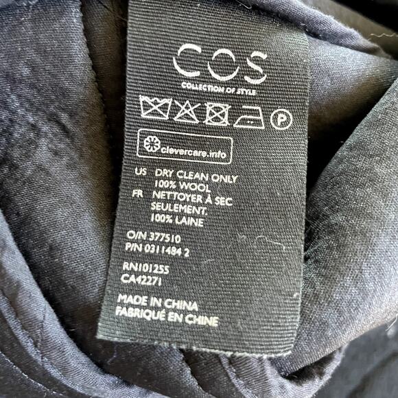 COS Boiled Wool Black Cocoon Cardigan Zip Coat - Size 6 - Picture 6 of 6